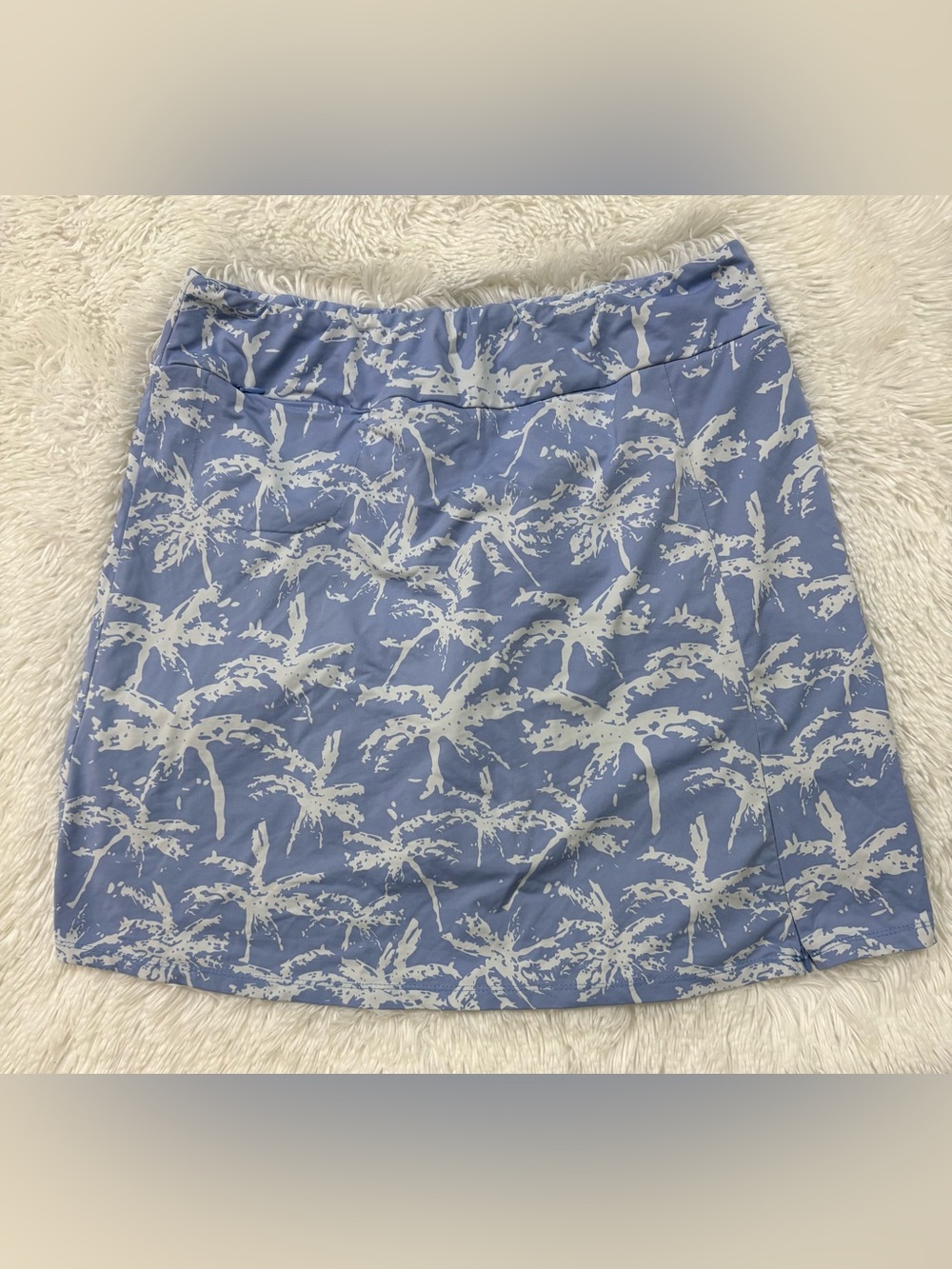 Lulu-B Blue and White Palm Print Skirt